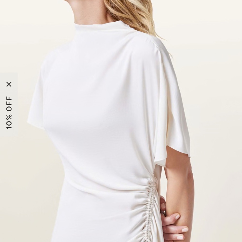 All Saints White Asymmetrical Ruched Sheath Dress - Picture 2 of 4